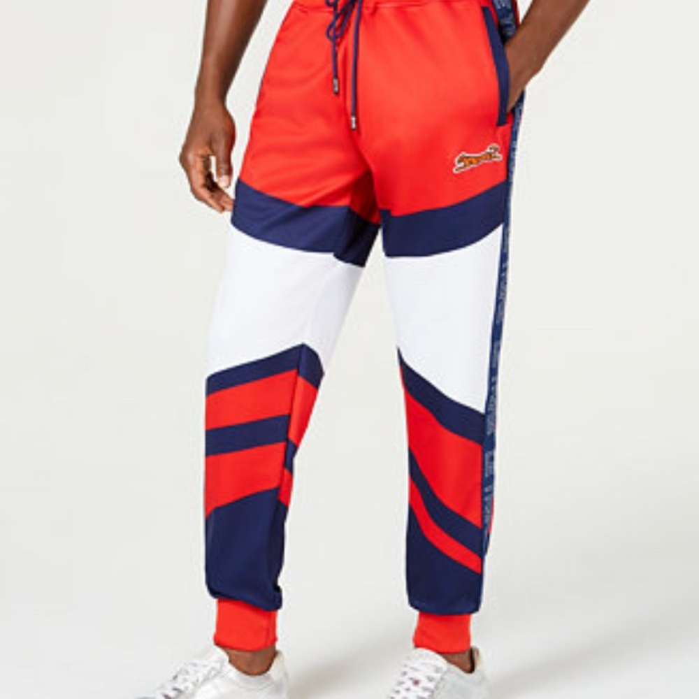 Le Tigre Abington Tracksuit Joggers Sweatpants Pants Navy Red (Pants Only)